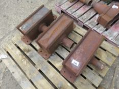 3 X RECTANGULAR CAST IRON RAINWATER HOPPERS.