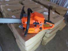 3 X DEKO PETROL ENGINED CHAINSAWS, IN BOXES, UNUSED. NO VAT ON HAMMER PRICE.