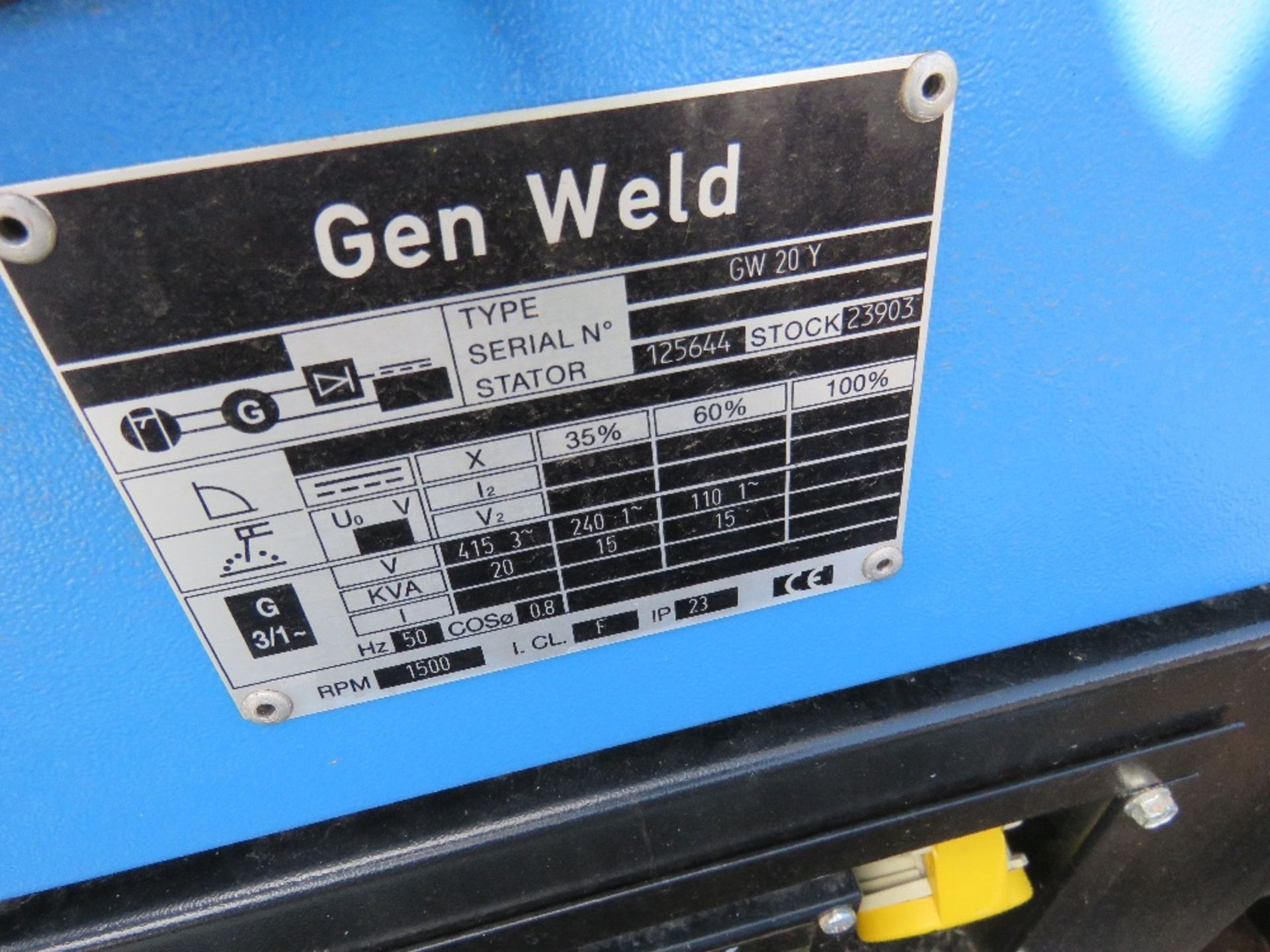 GENSET GENWELD GW20Y YANMAR DIESEL ENGINED SKID GENERATOR. WHEN TESTED WAS SEEN TO RUN (BATTERY LOW) - Image 3 of 7