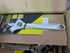 BOX OF 24 X STANLEY FATMAX 200MM ADJUSTABLE WRENCH SPANNERS.