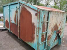 INVICTA HOOK LOADER WASTE BIN WITH FULL WIDTH REAR DOOR. PREVIOUSLY USED ON 7.5 TONNE TRUCK. 12FT LE