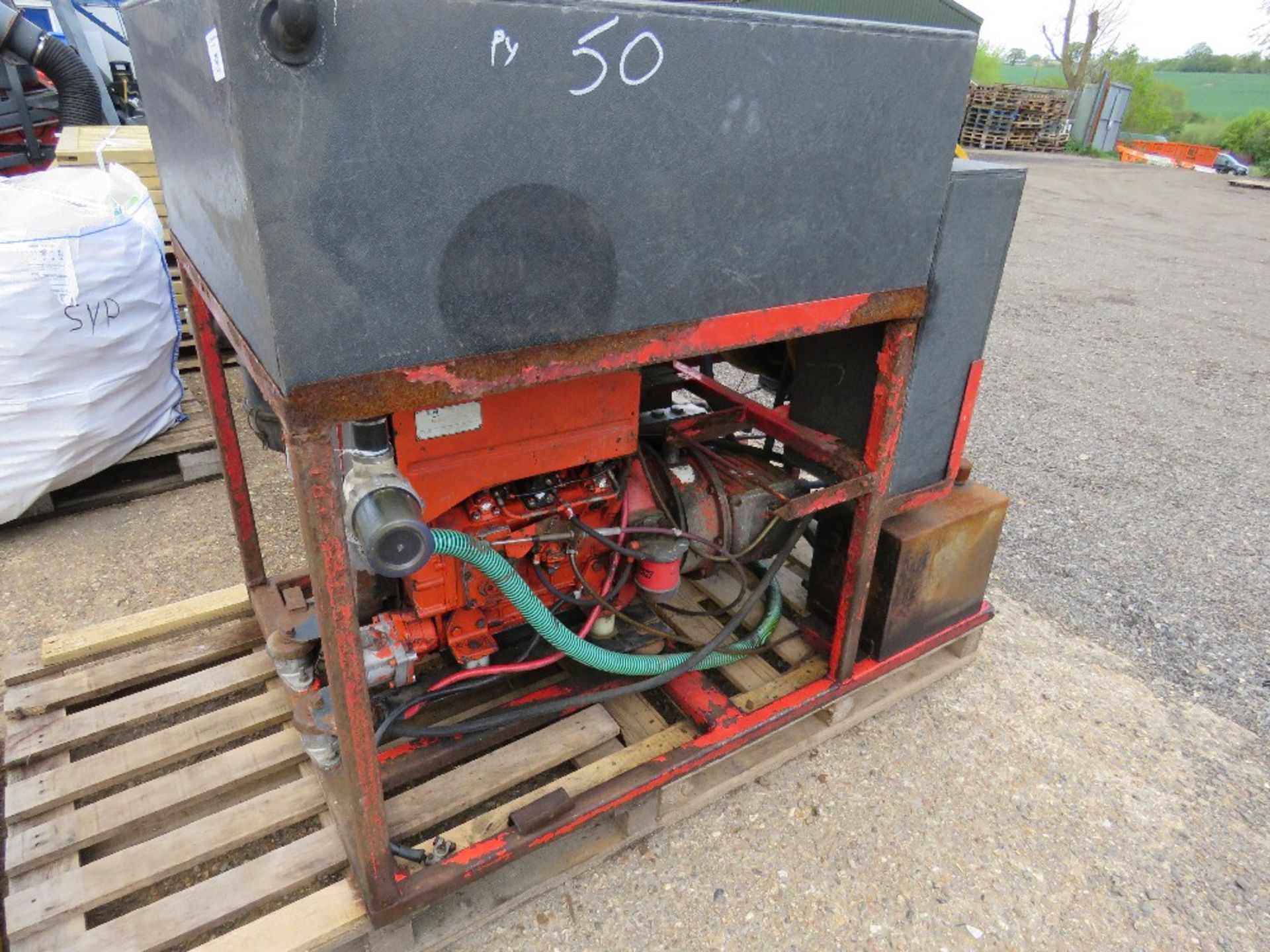 DIESEL ENGINED 3 CYLINDER HIGH PRESSURE JETTING/WASHER UNIT. UNTESTED, CONDITION UNKNOWN.