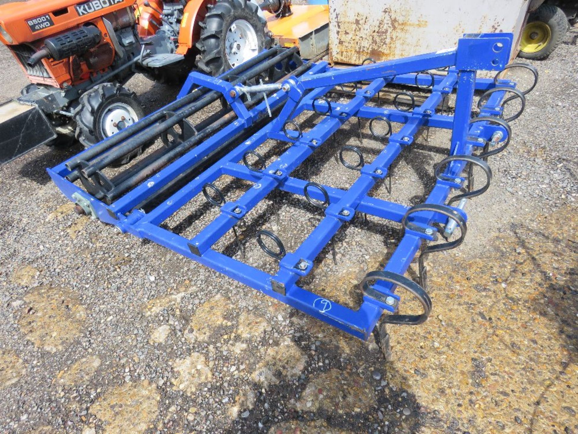 TRACTOR MOUNTED MENAGE LEVELLER WITH REAR CRUMBLER, 6FT WIDE APPROX. UNUSED.