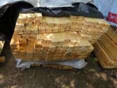 LARGE PACK OF T PROFILED/GROOVED UNTREATED WOODEN BATTENS, 50MM X 65MM @ 1.83M LENGTH APPROX.