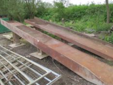 PAIR OF EXTRA HEAVY DUTY LOADING RAMPS, 19FT LENGTH APPROX, STANDING 1.45M HIGH APPROX WITH LARGE BO