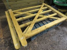 2 X SMALL SIZED WOODEN FIELD GATES, 1.5M AND 1.8M WIDTH APPROX.