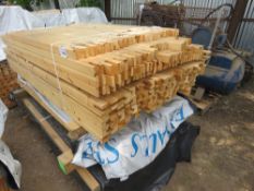 LARGE PACK OF "T" PROFILE/NOTCHED UNTREATED WOODEN BATTENS, 50MM X 45MM @ 1.22- 1.83M LENGTHS APPROX