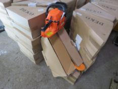 2 X DEKO PETROL ENGINED CHAINSAWS, IN BOXES, UNUSED. NO VAT ON HAMMER PRICE.