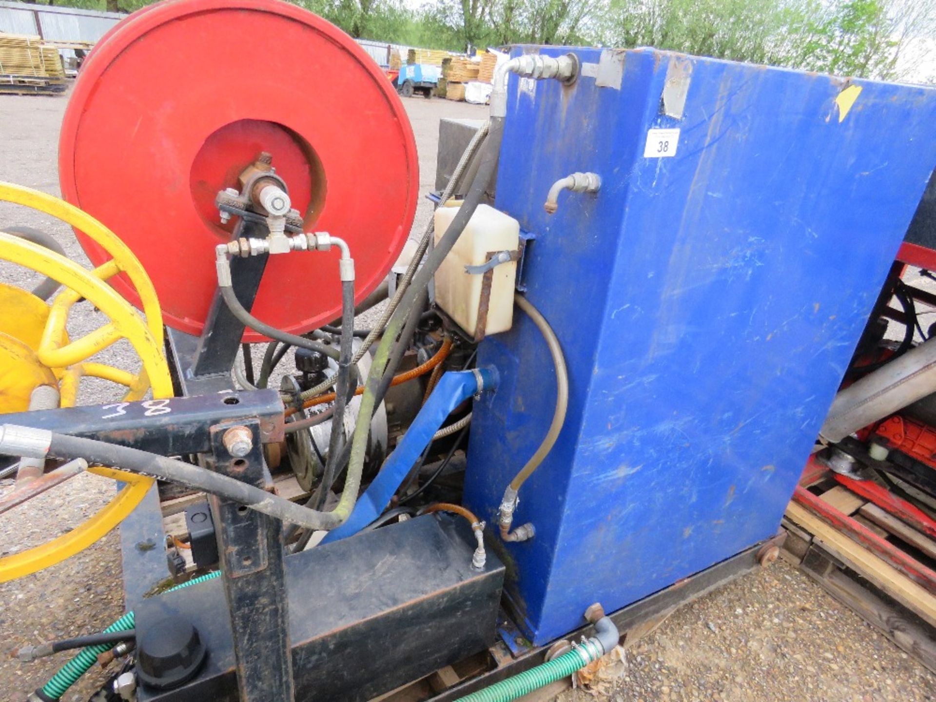 4 CYLINDER DIESEL ENGINED HIGH PRESSURE WASHER/JETTING MACHINE. UNTESTED, CONDITION UNKNOWN.