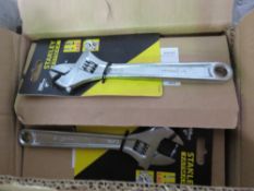 BOX OF 24 X STANLEY FATMAX 200MM ADJUSTABLE WRENCH SPANNERS.