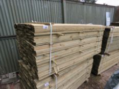 LARGE PACK OF FEATHER EDGE TIMBER CLADDING BOARDS, PRESSURE TREATED, 1.8M X 10.5CM APPROX.