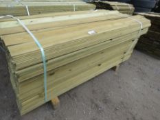 LARGE PACK OF TREATED HIT AND MISS FENCE CLADDING TIMBER, 1.745M X 9.5CM WIDE APPROX.