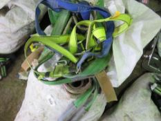 LARGE BAG OF ASSORTED SAFETY HARNESS AND RELATED ITEMS, UNTESTED.