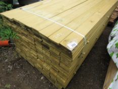 LARGE PACK OF MACHINED HIT AND MISS FENCE BOARDS, TREATED, 95MM X 7MM APPROX @ 1.57M LENGTH APPROX.