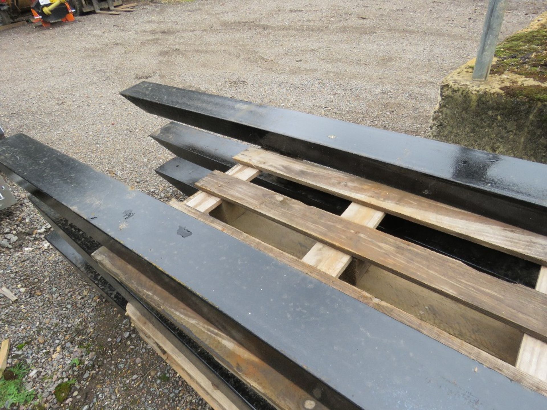 PAIR OF FORKLIFT EXTENSION TINES / SLEEVES 8FT WIDE X 6" WIDTH APPROX, WITH LOCKING PINS. - Image 3 of 3