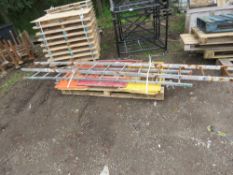 5 X SCAFFOLD DOORS PLUS 2 X METAL LADDERS AND A SUPPORT PROP.