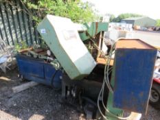 COSEN AH400H HORIZONTAL BAND SAW WITH HYDRAULIC OPERATED FEED TABLE. SEE IMAGES FOR CONDITION INFORM