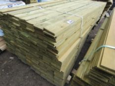 LARGE PACK OF TREATED FEATHER EDGE FENCE CLADDING TIMBER, 1.795M X 10CM WIDE APPROX.