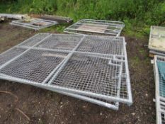 2 X MESH COVERED GALVANISED GATES, 2.35M HEIGHT X 3M WIDE EACH (6M TOTAL SPAN APPROX)..
