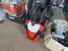 RED PRESSURE WASHER WITH LANCE AND HOSE, NO POWER LEAD.