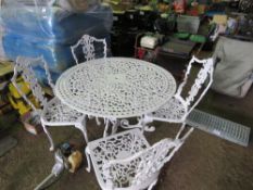 CAST TYPE DINING TABLE AND 4 X CHAIRS.