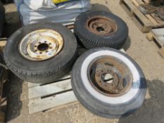 3 X ASSORTED WHEELS AND TYRES.