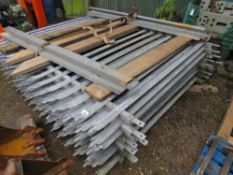 9 X PALLISADE SECURITY FENCE PANELS WITH 7NO POSTS. GALVANISED. 2.35M HEIGHT X 2.5M WIDE EACH APPRO