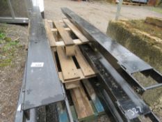PAIR OF FORKLIFT EXTENSION TINES / SLEEVES 8FT WIDE X 6" WIDTH APPROX, WITH LOCKING PINS.