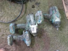 3 X MAKITA BATTERY NUT GUNS, NO BATTERIES, CONDITION UNKNOWN.