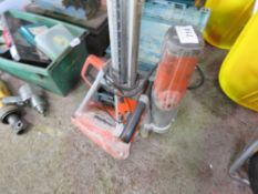 HUSQVARNA DIAMOND DRILLING RIG, 110VOLT POWERED. HANDLE NEEDS ATTENTION.