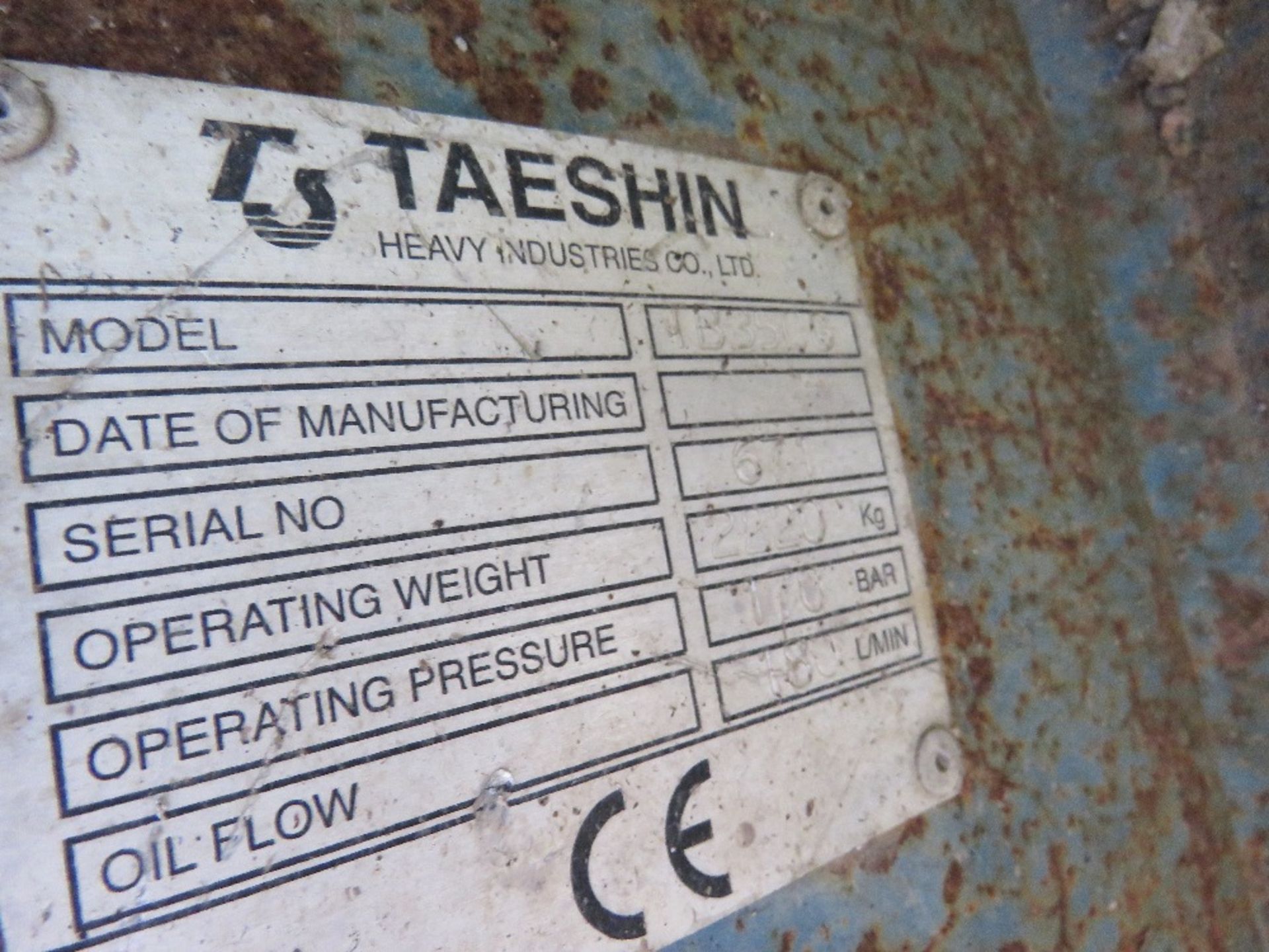 TAESHIN TB350G EXCAVATOR BREAKER ON 80MM PINS. 2220 OPERATING WEIGHT. SN:671. - Image 5 of 5