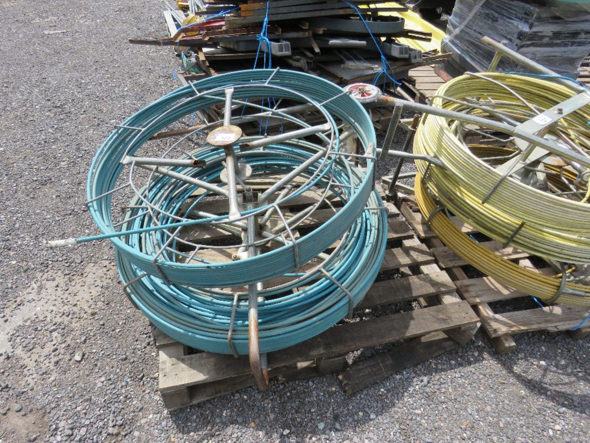 2 X BLUE CABLE RODDING REELS.