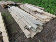 STACK OF PRE USED DENAILED TIMBER, 4" X 2" @ 8-12FT LENGTH APPROX.