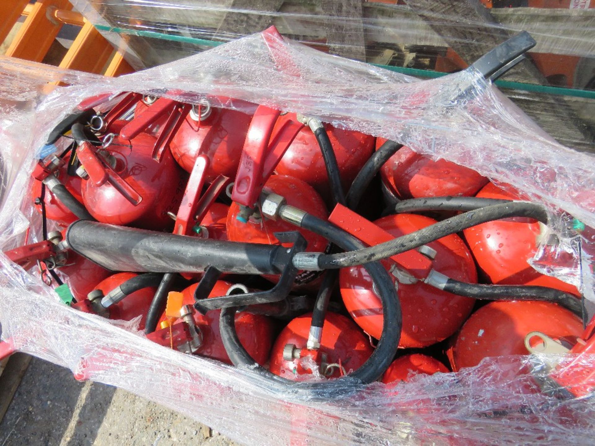 PALLET OF FIRE FIGHTING EQUIPMENT.