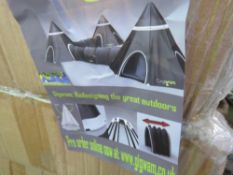 9 X GIGWAM CAMPING / FESTIVAL TENTS. COMPRISING SLEEPING /ACCESS TUNNEL PLUS WIGWAM TEEPEE AREA.
