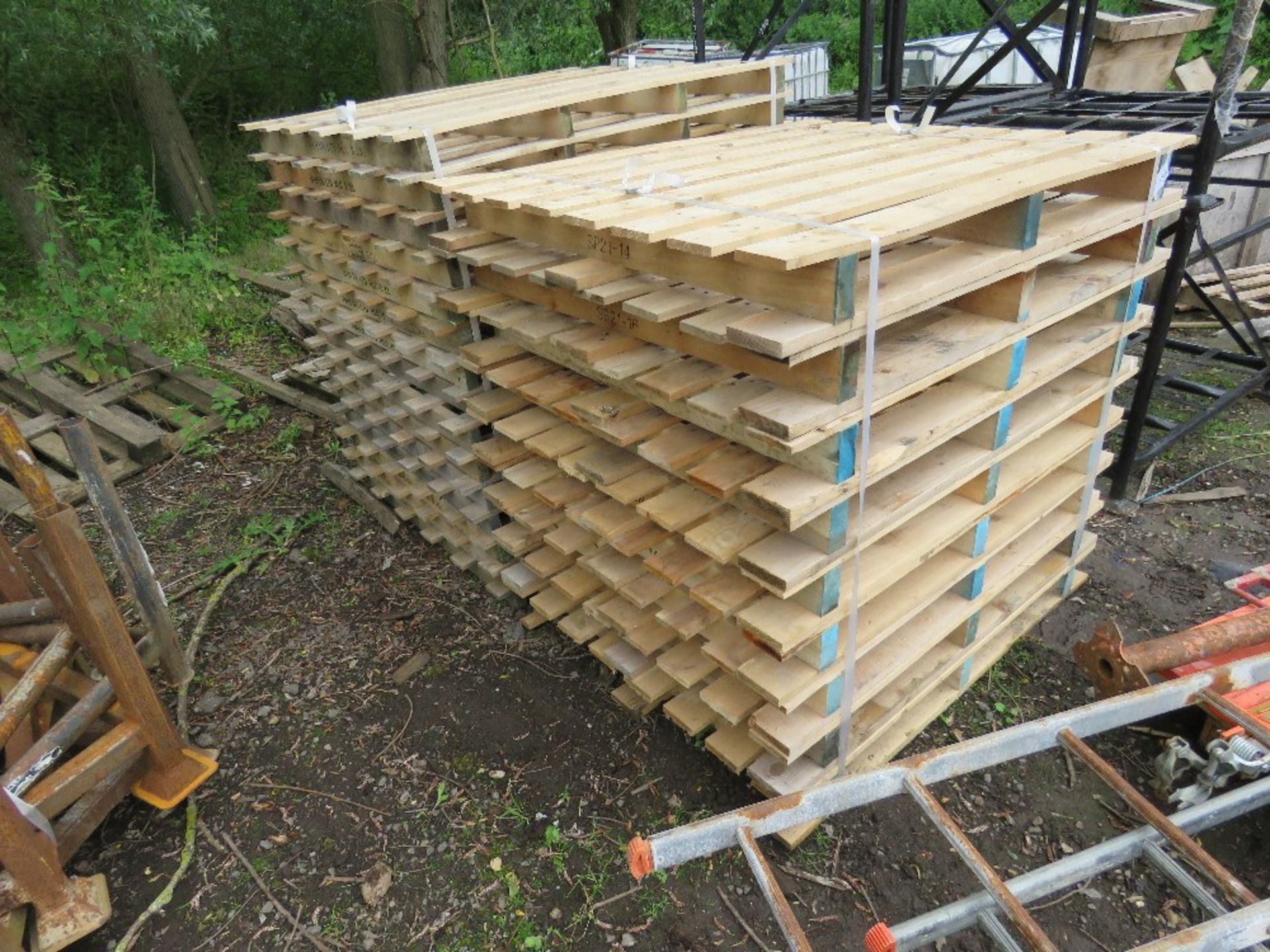 24 X ASSORTED BLOCK END TIMBER PALLETS.