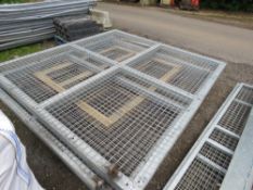 2 X HEAVY DUTY MESH COVERED YARD GATES, 2.35M HEIGHT AND BEING 2.5M WIDE EACH (5M TOTAL SPAN).