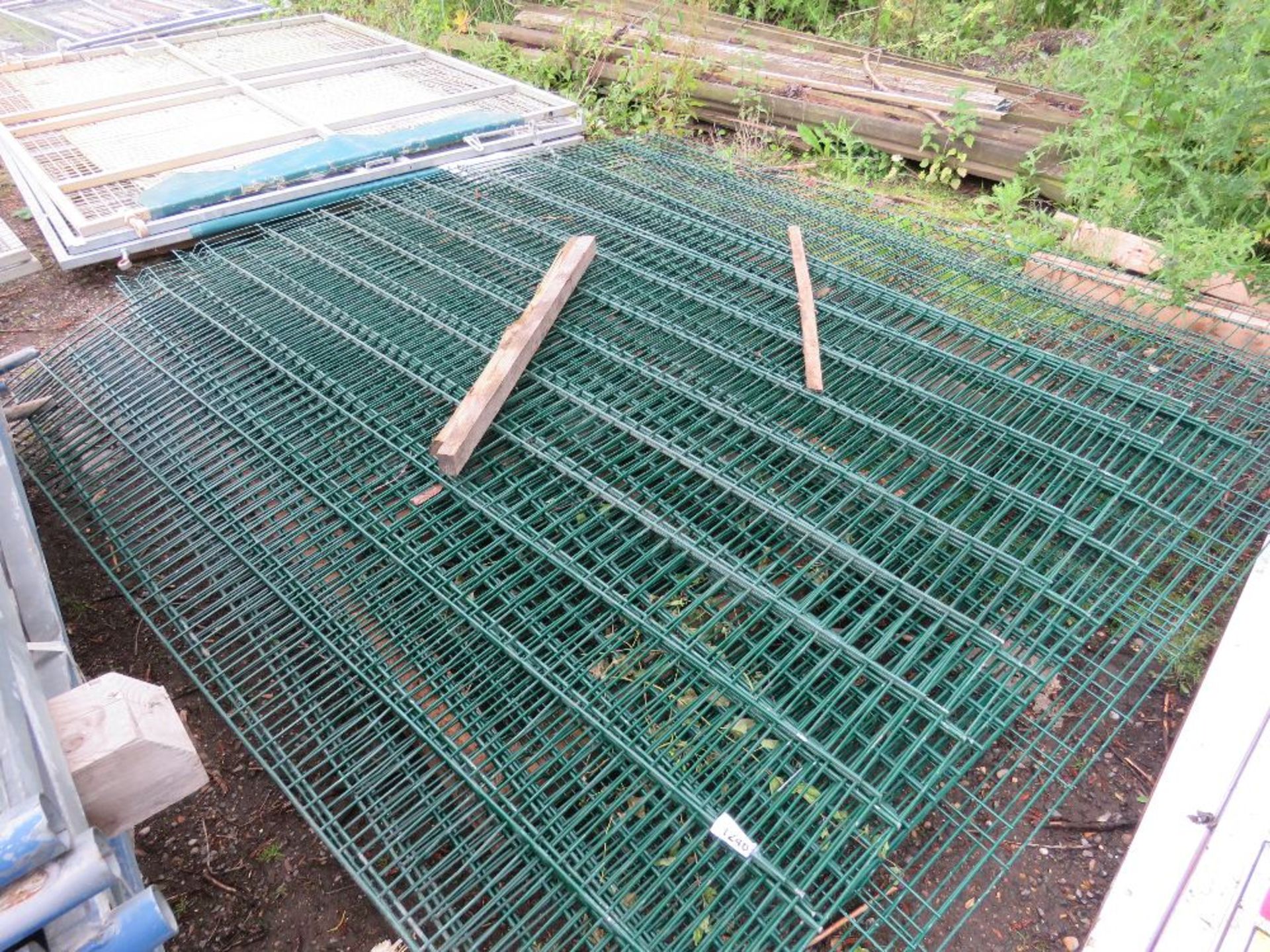 9 X ANTI CLIMB GREEN SECURITY MESH FENCE PANELS, MOST ARE DOUBLE THICKNESS SUPPORTS, LIKE PRISON SPE
