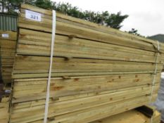 LARGE PACK OF TREATED FEATHER EDGE CLADDING TIMBER, 1.49M X 10.5CM APPROX.