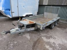 IFOR WILLIAMS GX105HD TWIN AXLED PLANT TRAILER, 10FT X 5FT. WITH SPARES WHEEL AND REAR RAMP. SN:SCKD