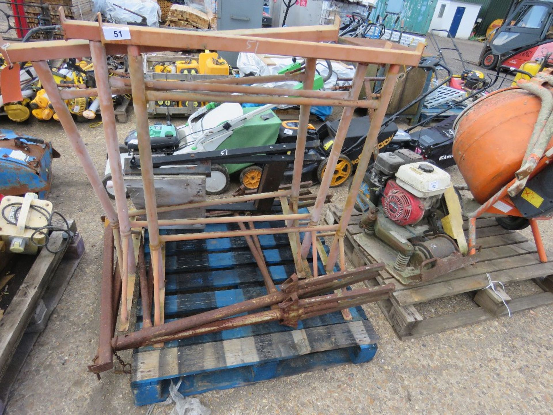 PALLET OF TRESTLES AND STANDS.