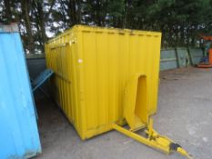 TOWED WELFARE CABIN,YELLOW COLOURED, 14FT LENGTH APPROX. STRAIGHT FROM SITE COMPLETION 60 MILES AWA