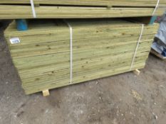 LARGE PACK OF TREATED FEATHER EDGE TIMBER CLADDING. 1.79M LENGTH X 100MM WIDTH APPROX.