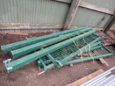 4 X GREEN MESH COVERED HD GATES 2.35M X 1M APPROX WITH 3 X POSTS.