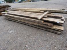 PACK OF APPROXIMATELY 21 X HEAVY TIMBERS 11 X 3 AND 9 X 2, 9FT-16FT LENGTH APPROX. PRE USED/DENAILED
