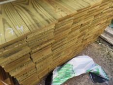 LARGE PACK OF TREATED HIT AND MISS CLADDING TIMBER, 1.74M LENGTH X 10CM WIDTH APPROX.