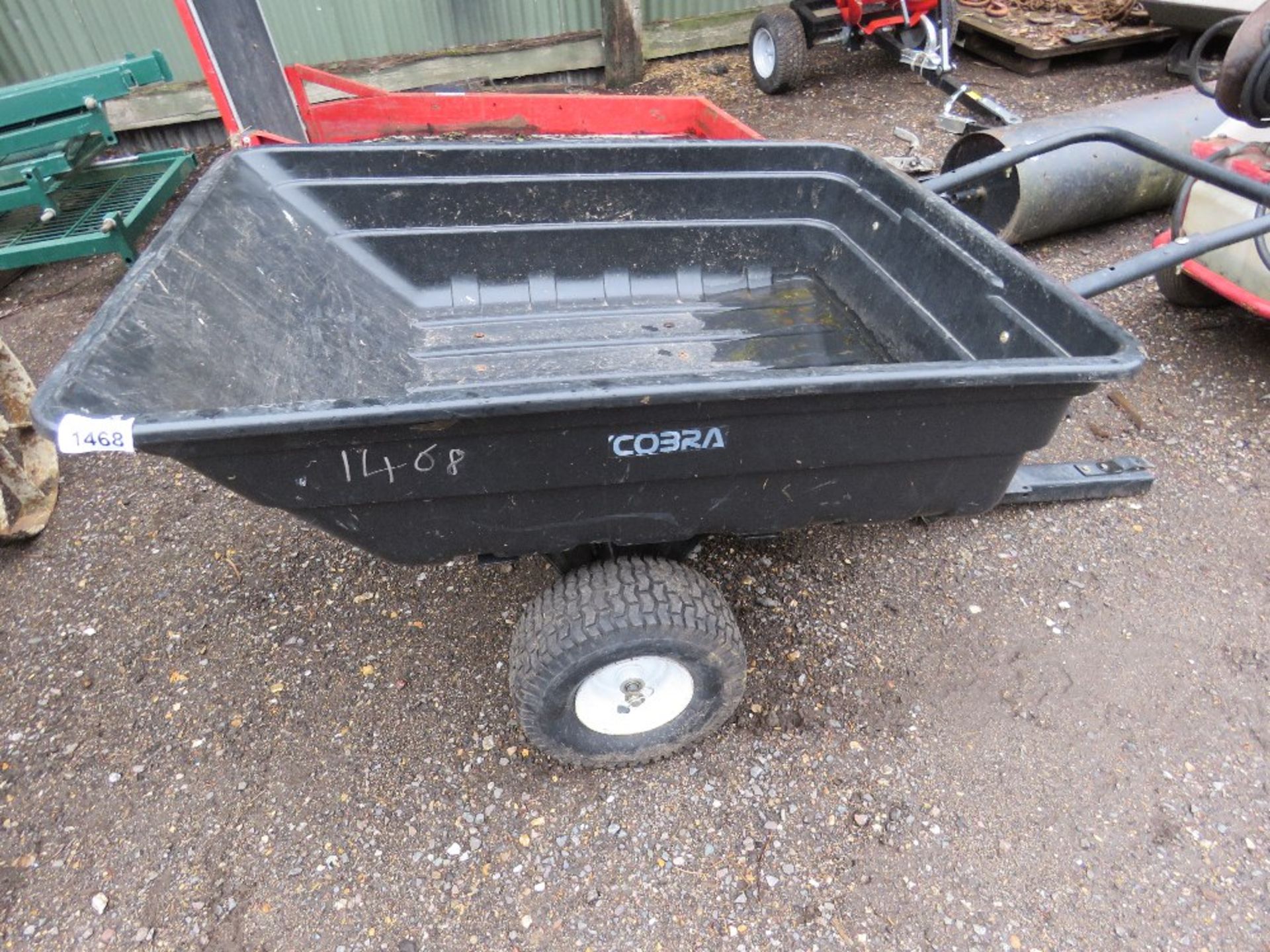 COBRA GARDEN TRACTOR TIPPING TRAILER, LITTLE USED.