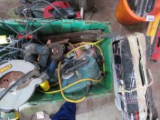 LARGE BOX OF ASSORTED POWER TOOLS, UNTESTED, CONDITION UNKNOWN. NO VAT ON HAMMER PRICE.