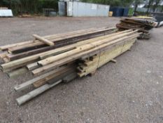 PACK OF APPROXIMATELY PRE USED / DENAILED TIMBER, MAINLY 4 X 2 INCH, 8-18FT LENGTH APPROX. NO VAT