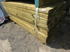 LARGE PACK OF TREATED FEATHER EDGE CLADDING TIMBER, 1.8M LENGTH X 10CM WIDTH APPROX.